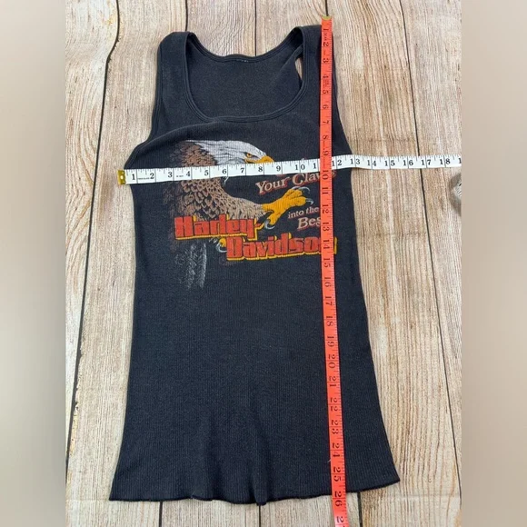 Vintage 80s Harley Davidson Eagle Ribbed Tank Top Shirt Sink Your Claws Sz Large - Picture 4 of 8